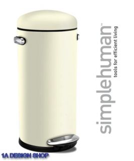 Simplehuman Retro Can design Mülleimer in Creme 30 L