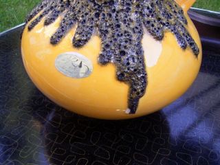 kleine Ceramik Keramik Henkel Vase Roth? 411/16 Fat Lava GELB/SCHWARZ