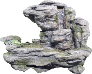 Zierbrunnen Shidu Wasserfall inkl. Pumpe LED Beleuchtung 38/50/h60 cm