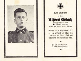 Sterbebild Elite Totenkopf 1941 Medaille zum 1 Oktober Wehrmacht