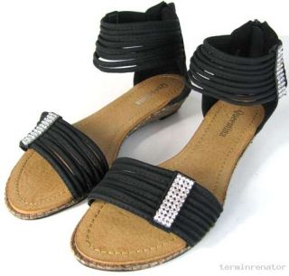 Damen Keilsandalen Sandalen Sandaletten Riemchen Schuhe Keilabsatz