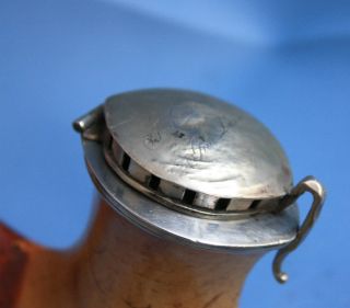 Museale Meerschaum Pfeife Pfeifenkopf,Biedermeier Kloben,Silber antik