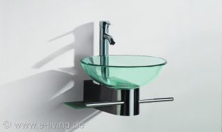 Glas Becken Waschtisch Edelstahl Waschbecken mit Unterbau 812 NEU OVP