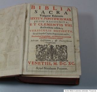 Lateinische Bibel biblia sacra 1690 Mehr als hundert Holzschnitte