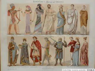 Mode, Kostüme I, Altertum & Mittelalter, Litho 1896, M5