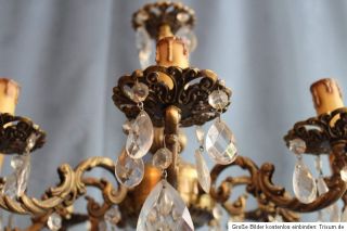 Antiker Wiener Kristall Kronleuchter Lampe Jugendstil Messing Luxus um