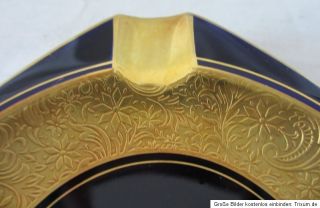 eleganter Aschenbecher Lindner Küps Bavaria Echt Cobalt gold Ätzgold