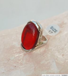 NEU Edelstahl Ring sehr edel rot Glas Stein leuchtend oval Handarbeit