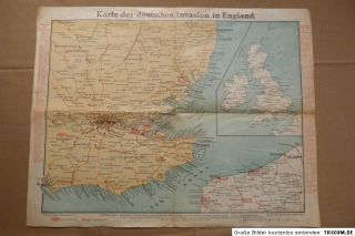 Karte der deutschen Invasion in England, Aug. Tietgen, Hamburg um 1915