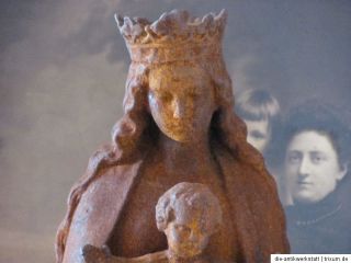 Frankreich alte Skulptur Maria Jesuskind Eisen Franske chic shabby