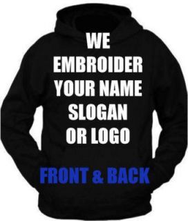 Personalised Customised Hoody EMBROIDERED FRONT & BACK