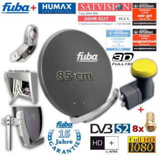 FUBA DAA 850 Sat Spiegel Antnenme Schüssel + Humax Quad LNB 0,1 HDTV