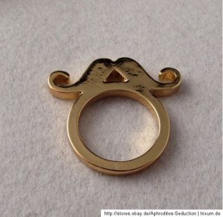 Schnurrbart Mustache Moustache Bart Ring Farbe Gold Blogger Ring BAGUE