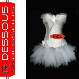 Corsage Kleid Mini Rock Petticoat Tütü weiss Top #337#