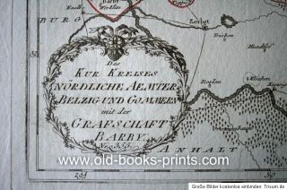 Belzig / Gommern / Barby   schöne Landkarte   Original 1791