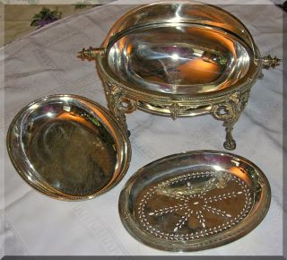 Victorian SP Silver Plate Bacon Server Chafing Dish NoR