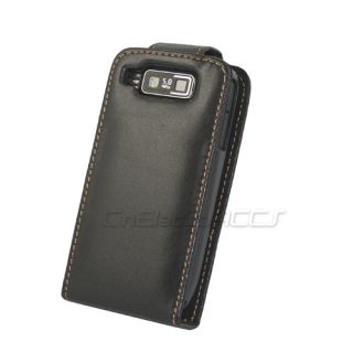 Schwarz Leder Tasche + 3x folie für Nokia E72 E 72 neu