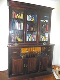 antik englisch original Bücherschrank Bookcase mahagoni Glas Vitrine