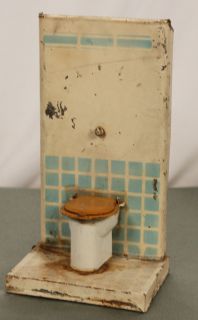 altes Puppenstubenzubehör WC Toilette Blech um 1940