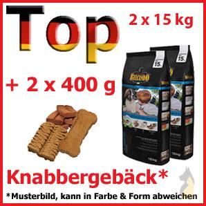 400 g Knabbergebäck & Belcando Junior Maxi 2 x 15 kg