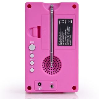 DESIGN Mini Radio kompakt tragbar Wecker Temperaturanzeige AUX In pink