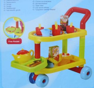 Kinder Teewagen Servierwagen + Zubehör Kinderküche Küche