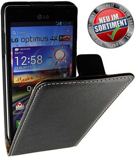 Premium Echt Leder Vertikal Slim Tasche Flipstyle LG P880 Optimus 4X
