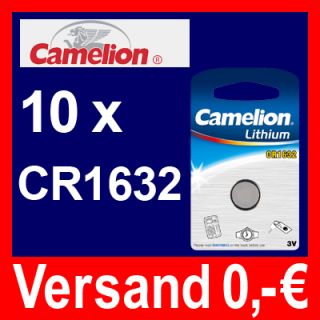 10x CR1632 Lithium Knopfzellen 3V Camelion Blister°