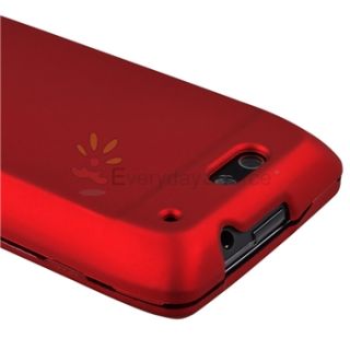 3in1 Black+Red+Blue Rubber Hard Skin Case+3x LCD Film For Motorola