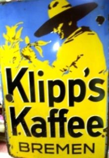 KLIPPS KAFFEE, Bremen , Kaffeeröster, Kaffeewerbung, Email,