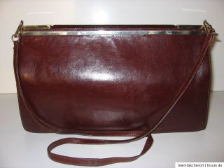 Clutch Tasche Cognac Braun Leder Gold Kette Pochette Handtasche Bag