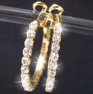 VO7# Damen Ohrringe Creolen Strasscreolen silber gold 3 7cm viele