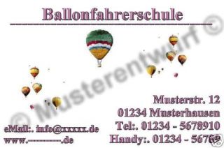 50 Visitenkarten Ballonfahrt Heißluftballon Ballonsport
