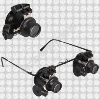 Brille Vergrößerungsglas 20X Fach Lupenbrille+LED Lampe