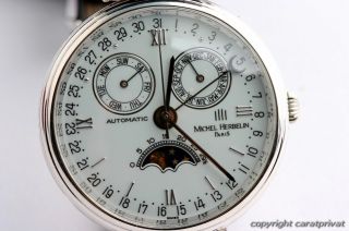 Michel HERBELIN Paris Armbanduhr 925 Silber Mondphase Automatic