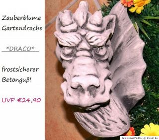 Drache DRACO frostfester Betonguss Blumenkind Gartenfigur Skulptur
