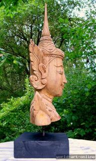 Tempelwächter Buddha Büste 55cm Skulptur Teak Holz Meditation Budda