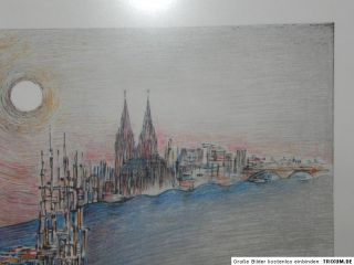 GÜNTER MAAS Pop Art Gemälde   Druck 1986 Köln Kölner Dom Abstrakt