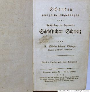 Uralt Reiseführer Schandau Sächsische Schweiz Sachsen 1804 W.L