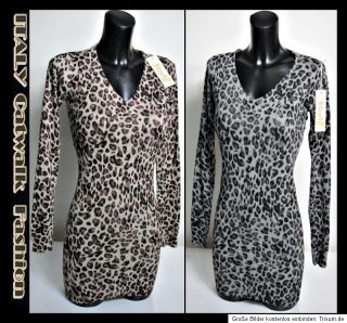 LUXUS Sexy Damen Pullover 34 36 38 40 Strickpullover Minikleid Leopard