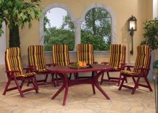 Gartengarnitur rot Gartentisch 150 cm + 6x Gartenstühle klappbar