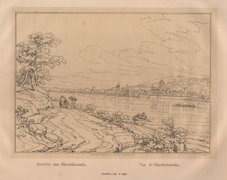 ca. 1830   Oberlahnstein Lahnstein Gesamtansicht Lithographie Lasinsky
