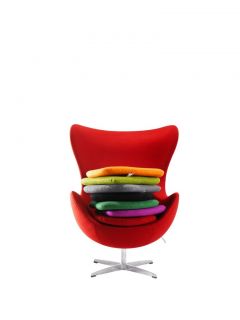 Retro 1960s Arne Jacobsen Style White Egg Chair Cashmere Wool Black