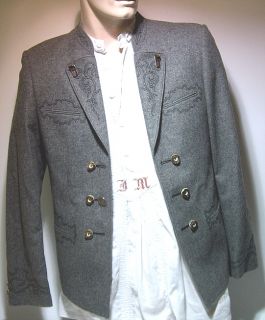 Miesbacher Trachten Jacke grau mit schwarzer Stickerei Gr.50