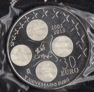 30 Euro Silber Münze Spanien 2012 Geburtstag des Euro
