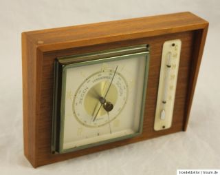 Wetter Barometer Hygrometer Thermometer Gischard Holz Messing 60er