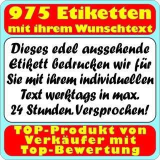 975 Absender Etiketten Ecken abgerundet Text n. Wunsch