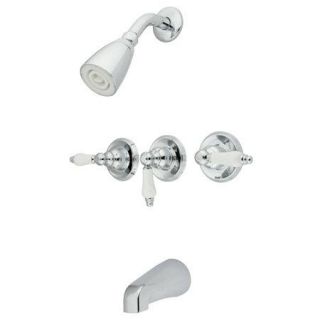 Kingston Brass KB231PL Magellan Tub and Shower Faucet with 3 Porcelain