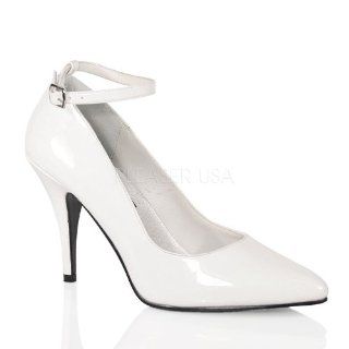 4 inch Ankle Strap Pump White Patent Shoes