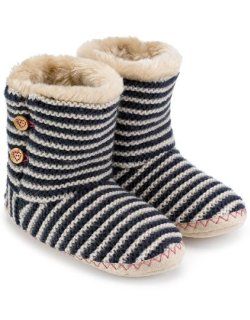 Accessorize Pearl Knit and Button Slipper Boot Shoes